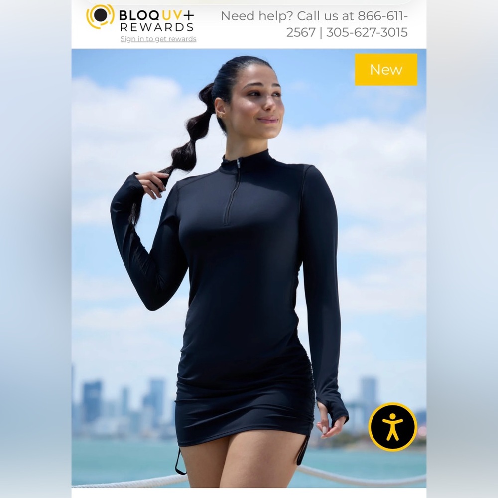 Certified UPF 50+ Navy Blue Long Sleeve Dress